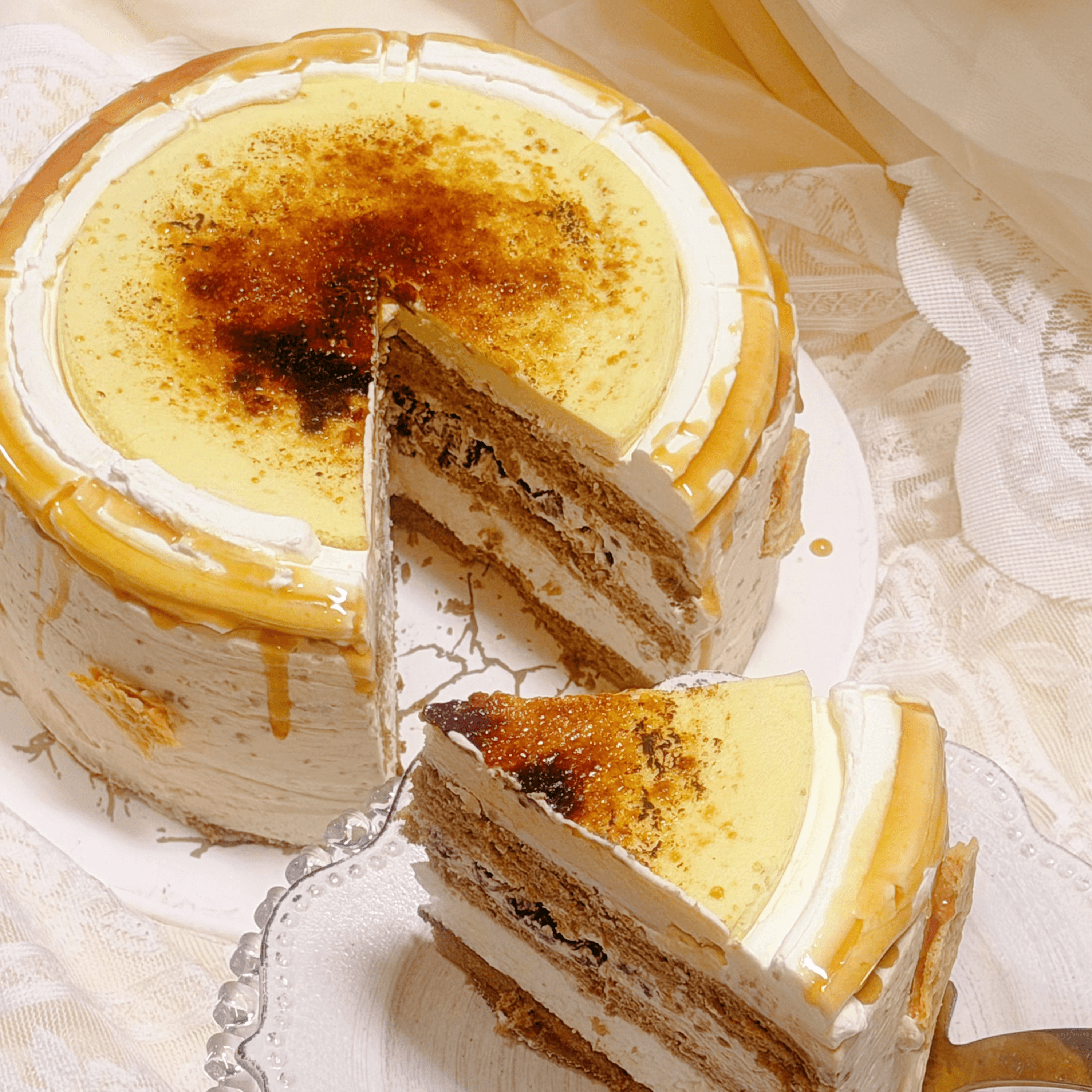 ⏰🎂 Crème Brûlée Cloud Cake烤布蕾奶皮子蛋糕.