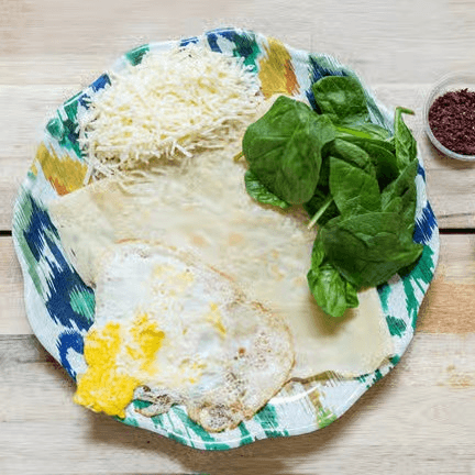 Cheese, Spinach and Egg Crepe.