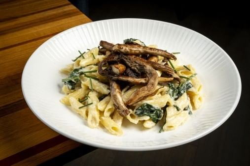 Alfredo pasta with mushrooms.
