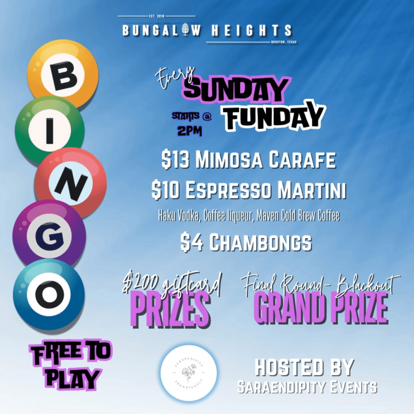 Sunday Funday Brunch Bingo!