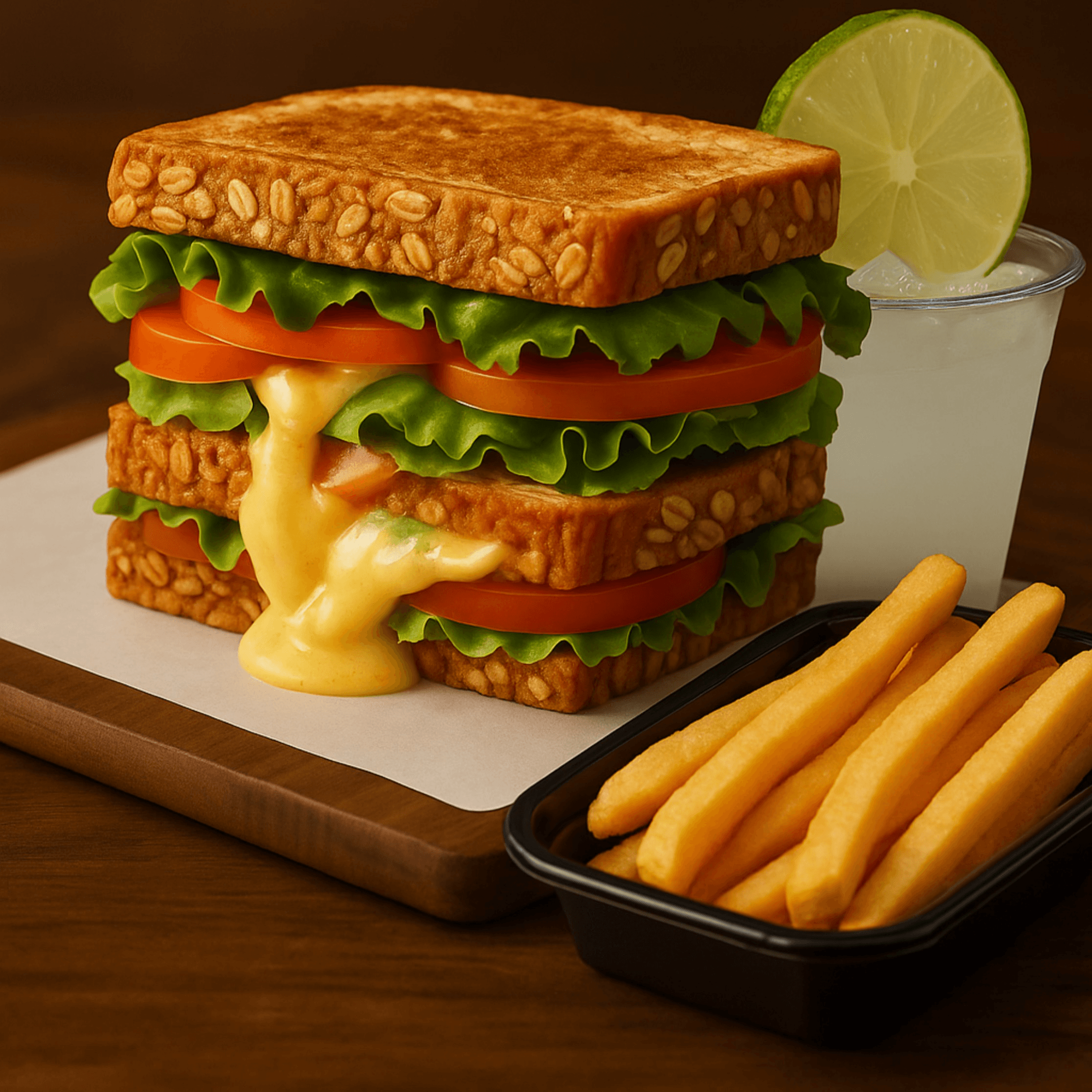 Delux_Chicken Sandwich_Lemonade_French Fries.