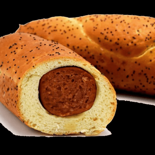 BEEF BAGEL DOG.