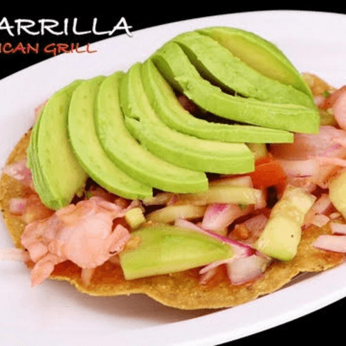 Tostada De Ceviche Camarón.