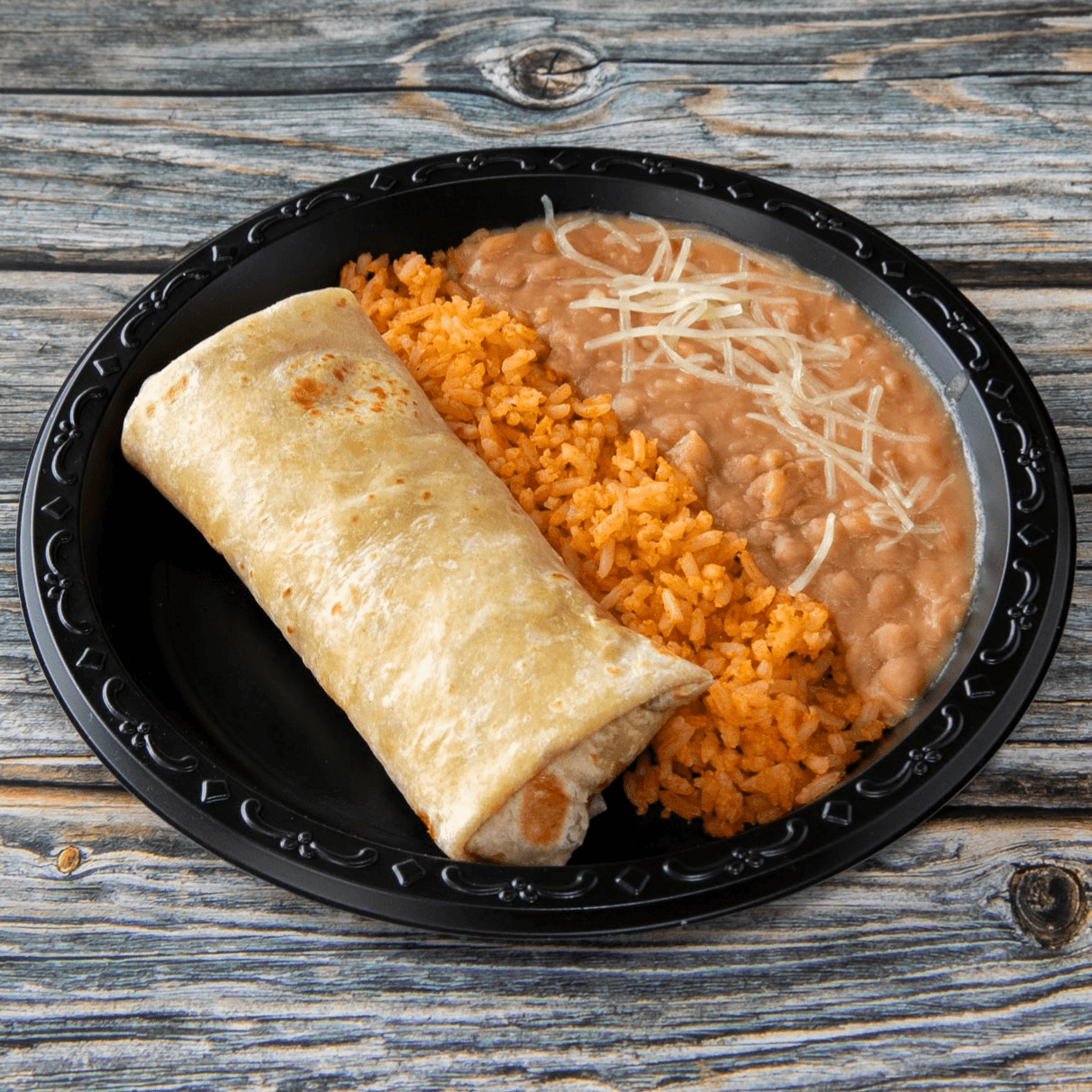 Kids Bean Burrito with Rice and Beans.