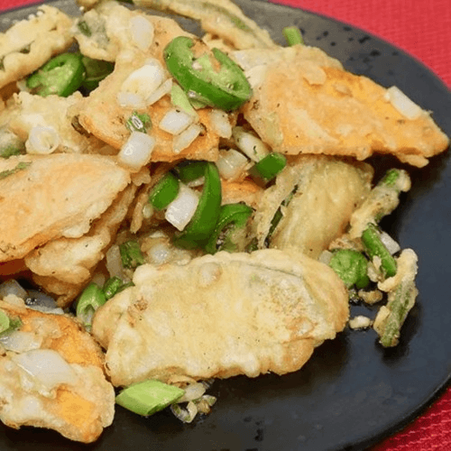 Crispy Spicy Tempura Vegetables.