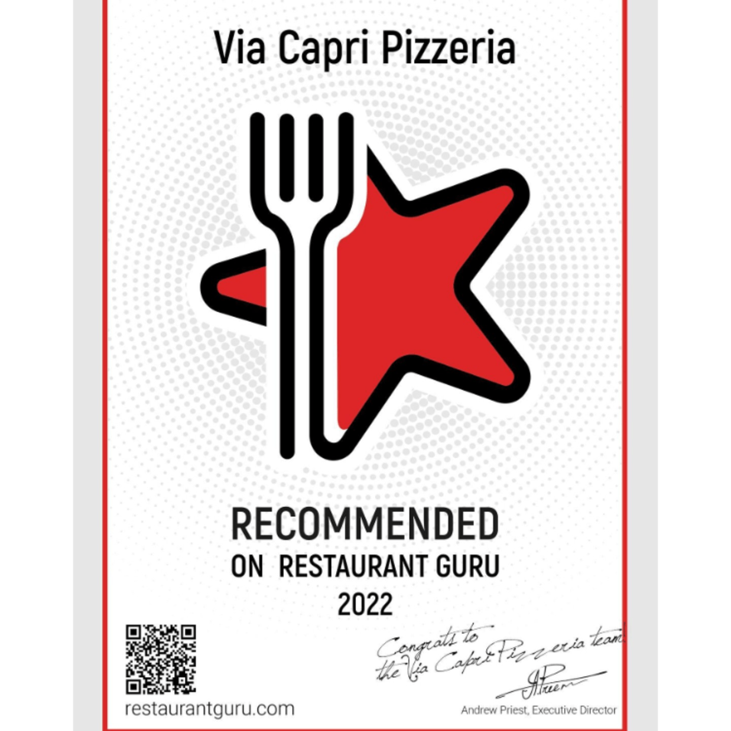 2022 Restaurant Guru Award Winner