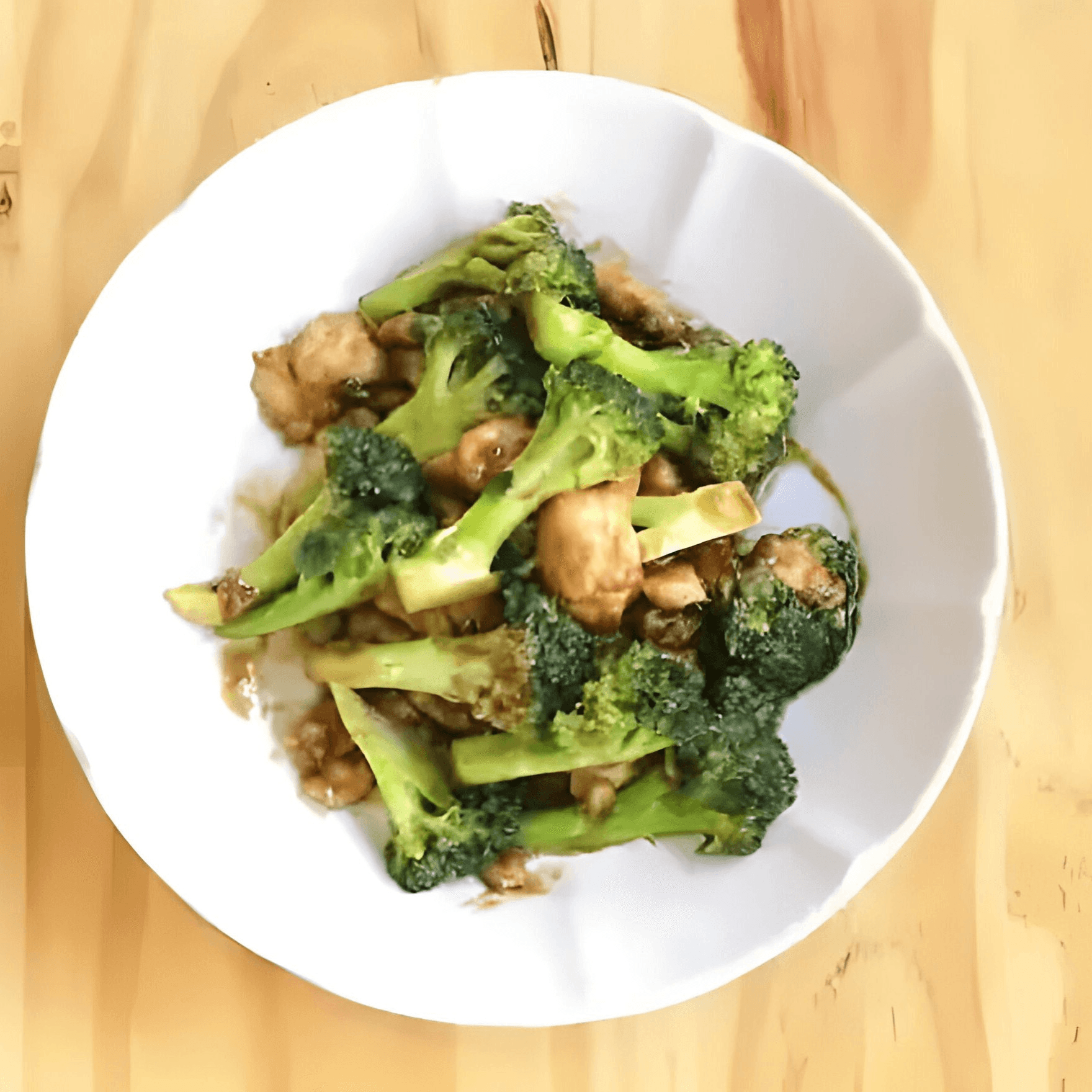 Chicken or beef or shrimp with broccoli luncheon.