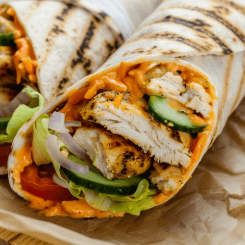 Grilled Chicken Mediterranean Wrap.