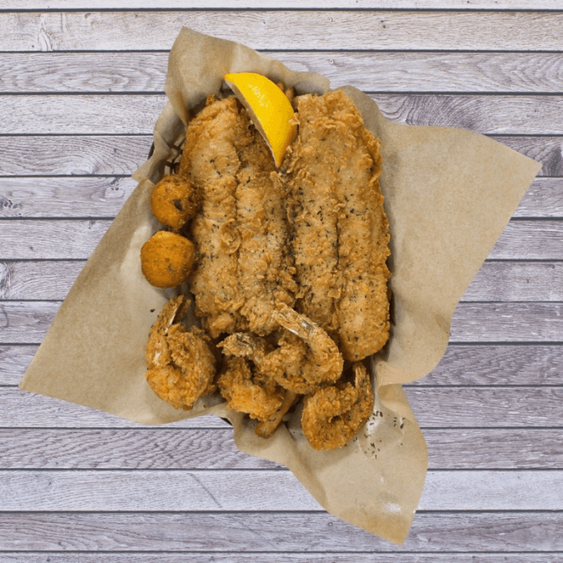 Jumbo shrimp (4) & whitefish (2).