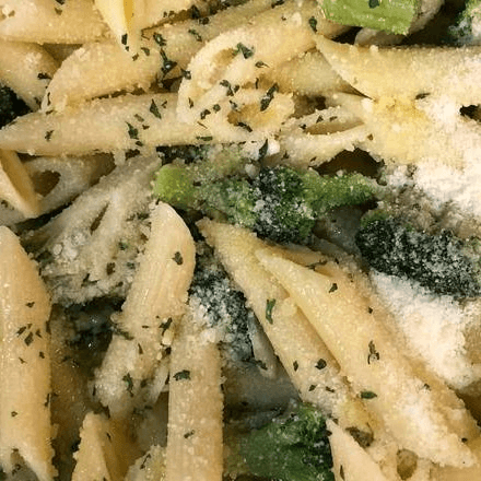 Penne Pasta. Fresh Broccoli, Fresh Garlic and Olive Oil Dinner.