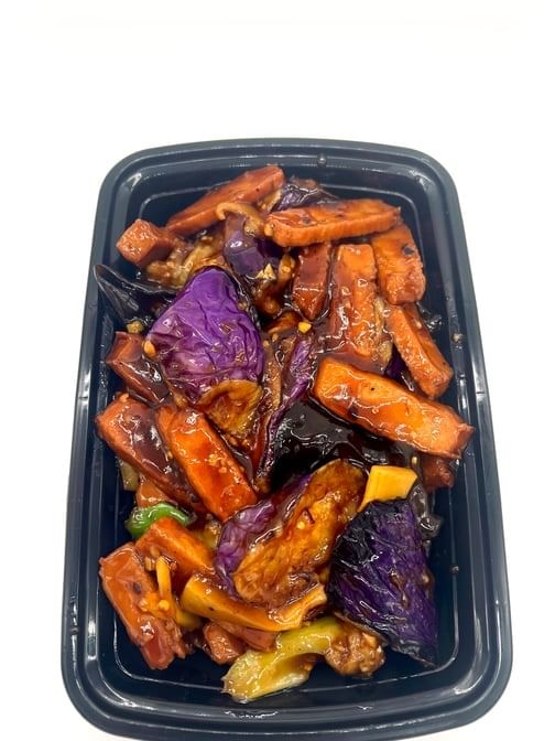 Soy chicken with eggplant.