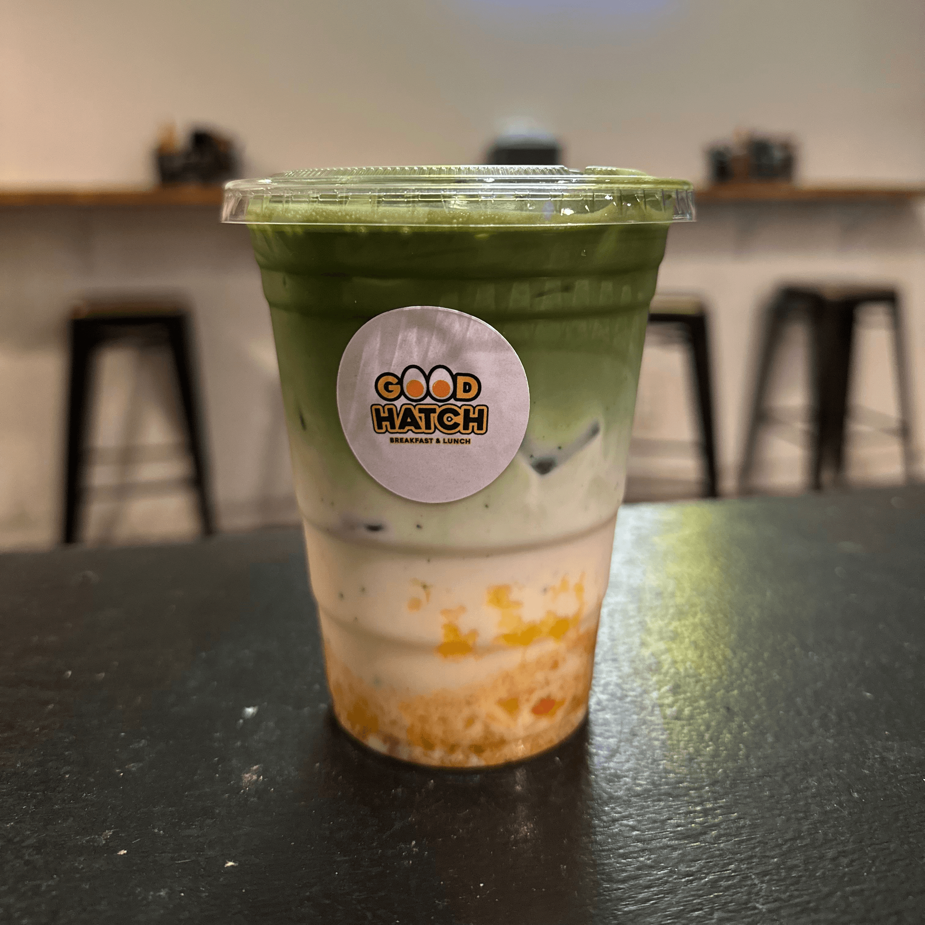 Iced Mango Matcha Latte.