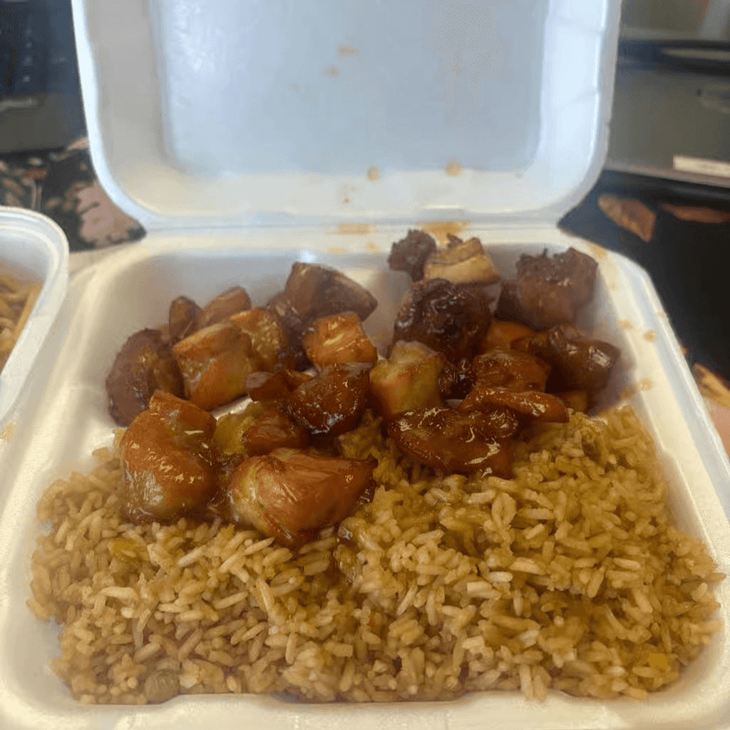 Bourbon Chicken Dinner.