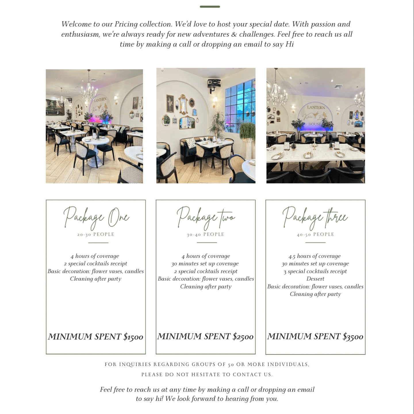 Private Event Package