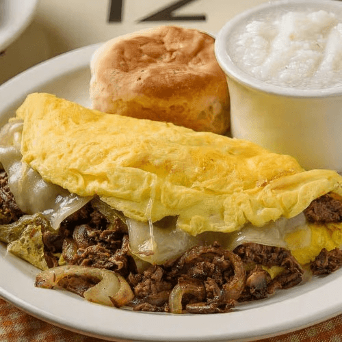 Philly Cheesesteak Omelet.