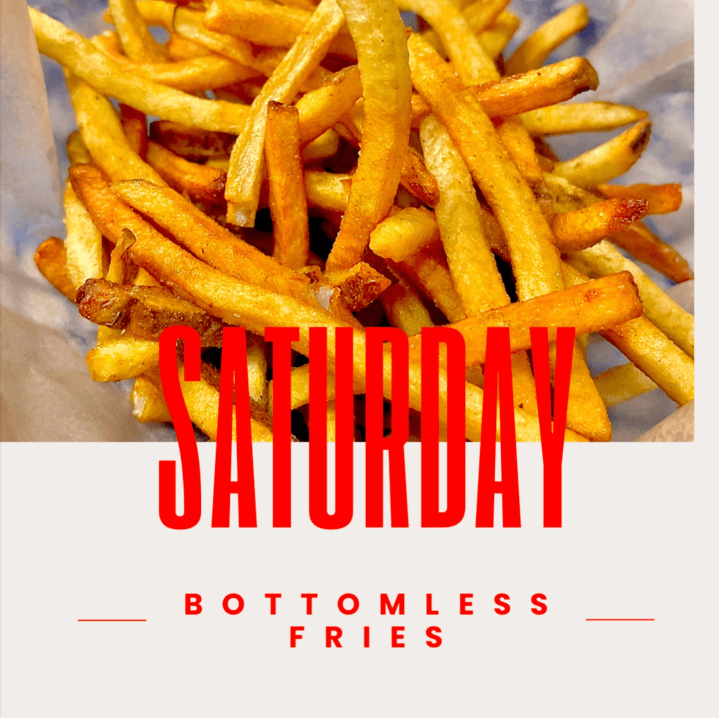 Saturday: Bottomless Fries at Vinyl Tap and Table!