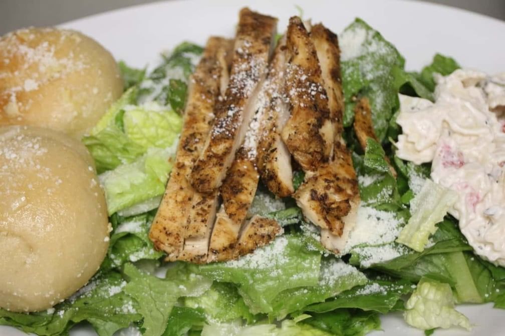 Grilled or Cajun: Chicken Caesar Salad.