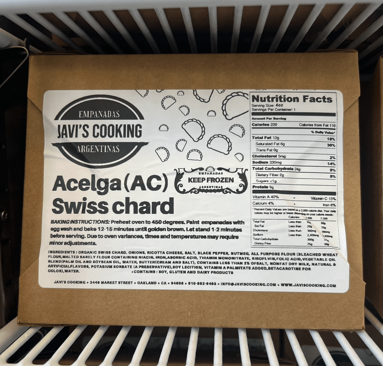 Acelga-AC (4 Pack) Frozen Empanadas.