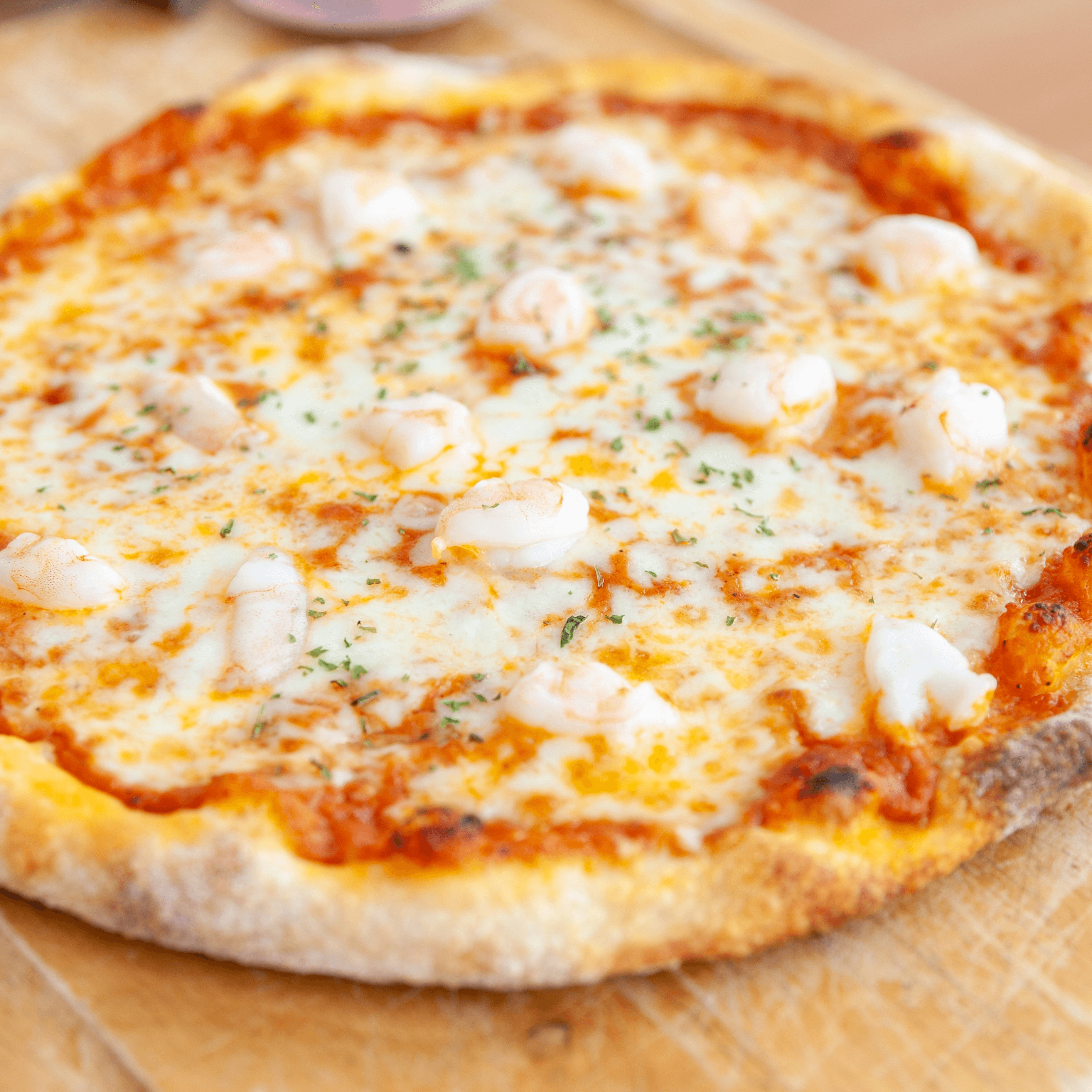 Shrimp Vodka Sauce Pizza.