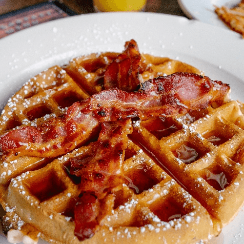 Waffle with Ham, Bacon or Sausage