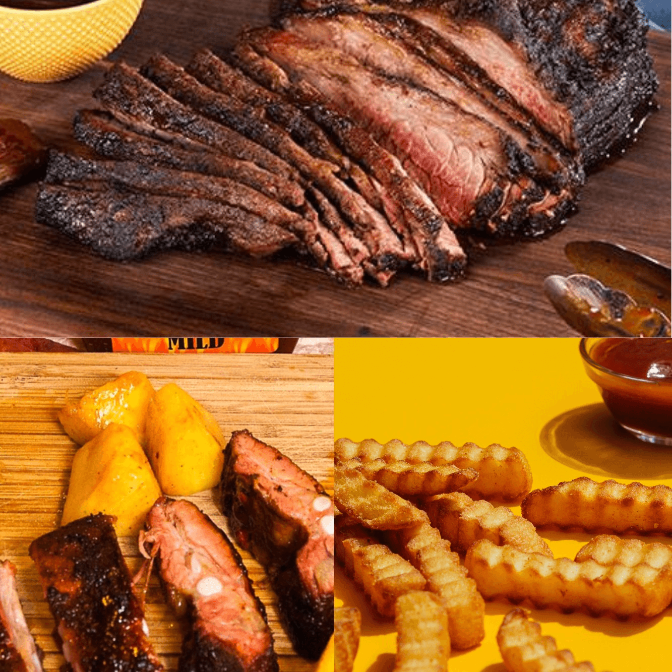 Brisket, Rib Tips & Fries Combo.
