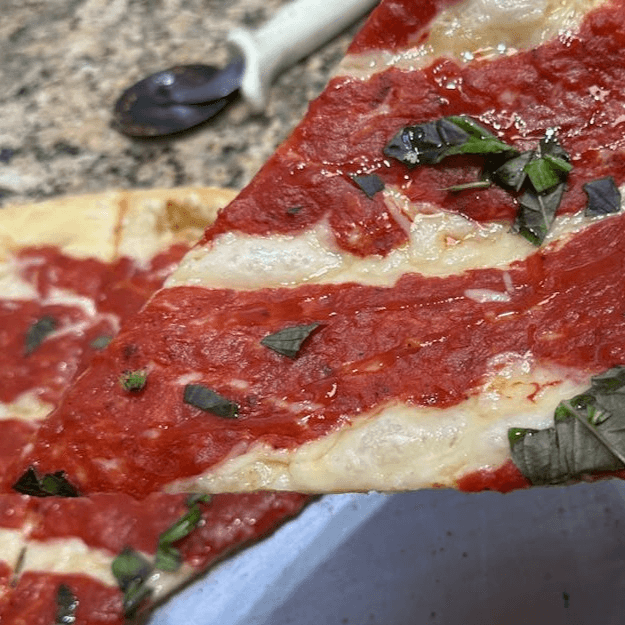 Vegan Margherita Slice Pizza.