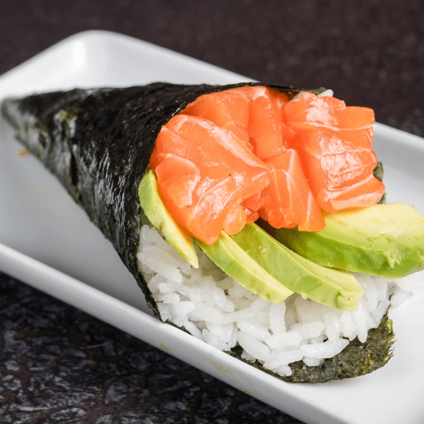 Salmon Handroll.