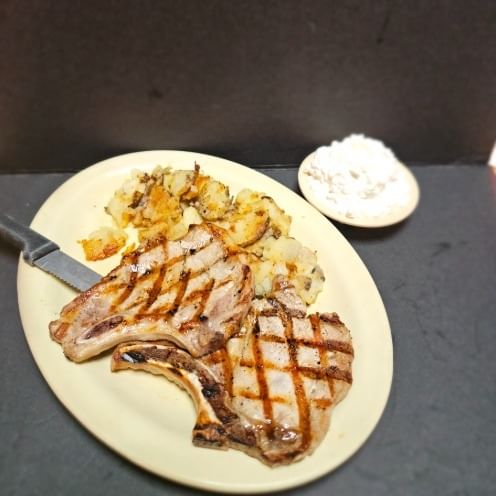Grilled chops dinner.