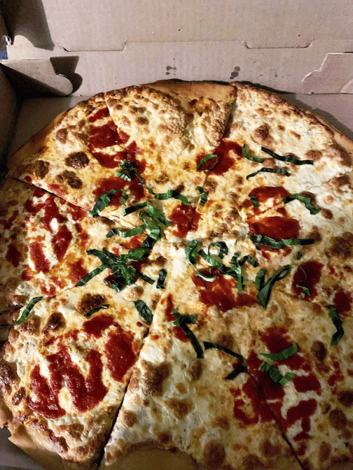 Large Margherita Pizza.