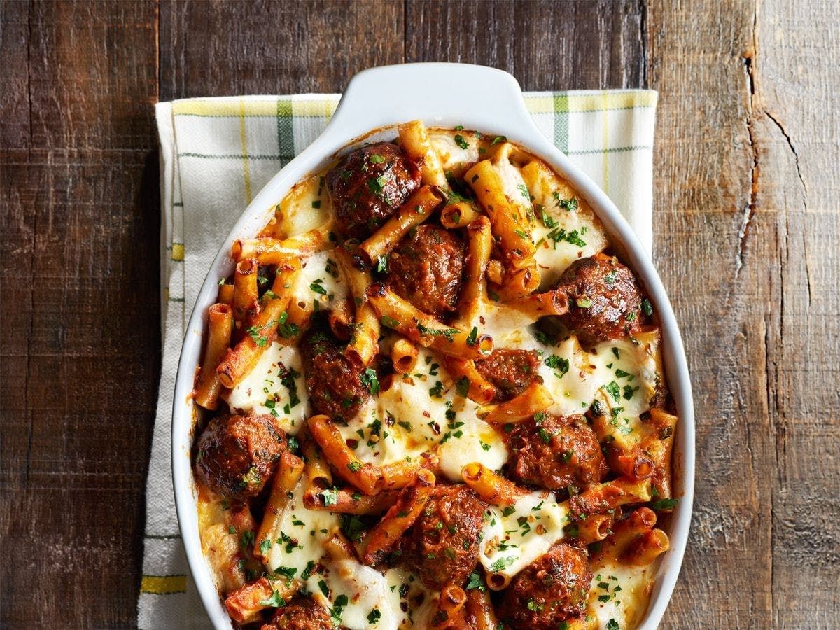 Ziti with Meatballs.