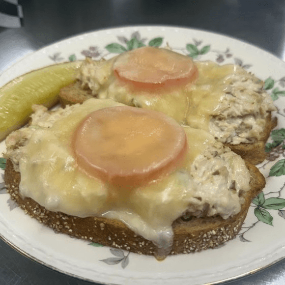 Chicken or Tuna Melt Sandwich.