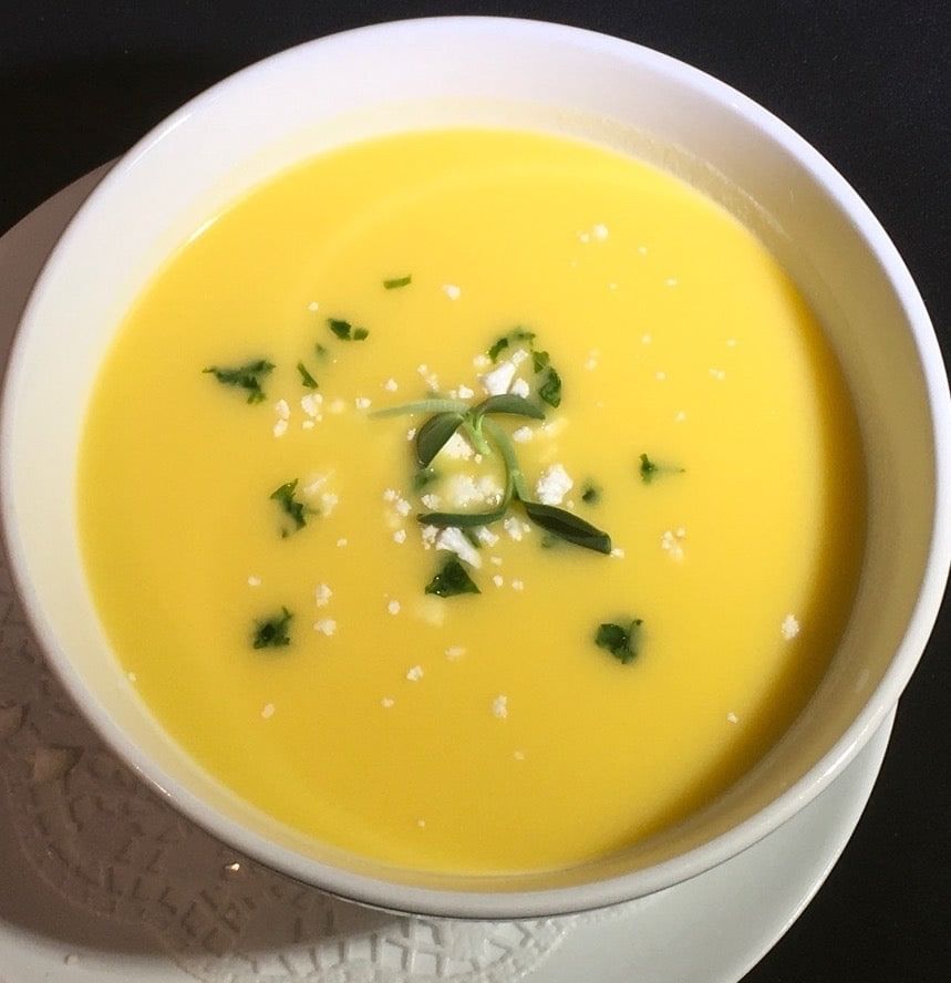 Cauliflower Soup (c) (v, gf, k).