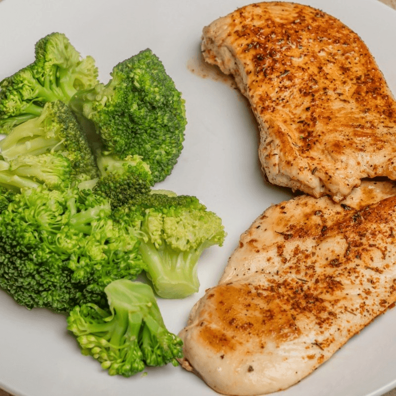 Chicken Breast Dinner with 2 Sides.