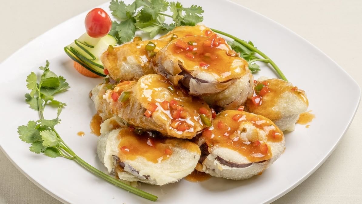 Eggplant With Garlic Sauce.