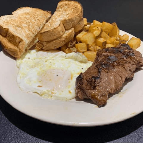 Flat Iron Steak & Eggs.