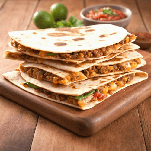 Quesadilla with Rice and Beans.