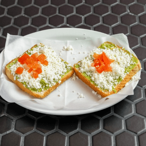 Toast with Avocado & Queso Fresco Plate.