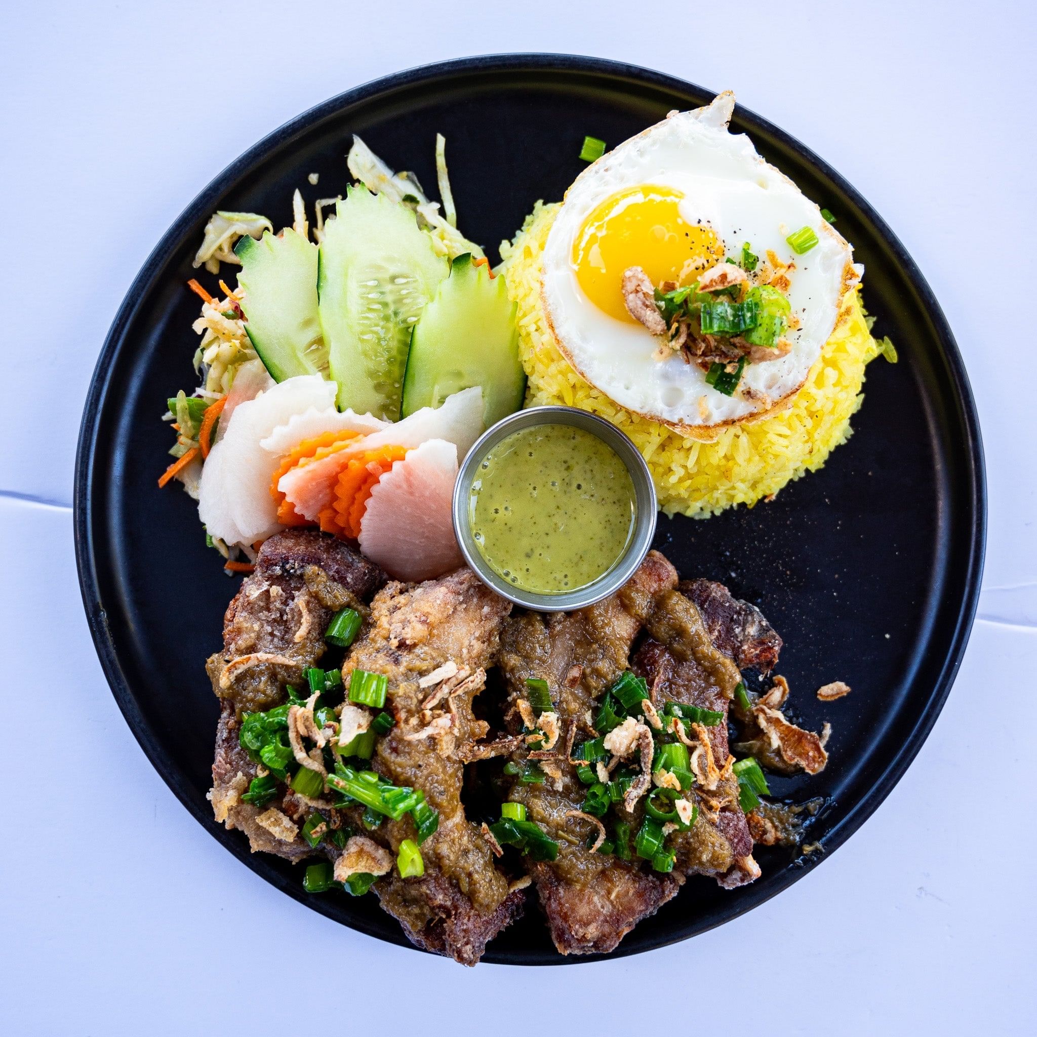 BBQ Pork Ribs Rice Plate.