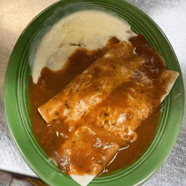 30. Two Beef Burritos & One Chile Relleno.