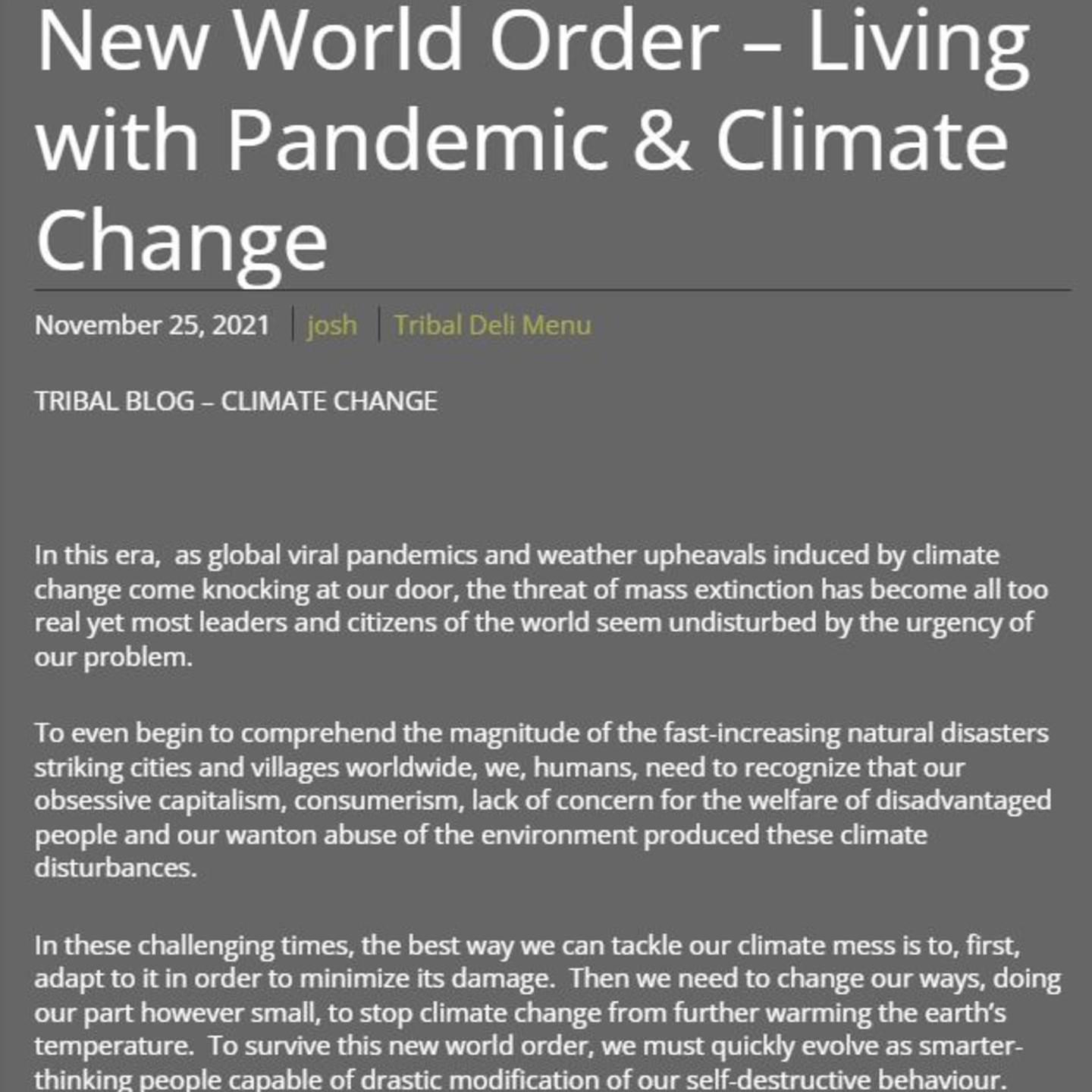 Living with Pandemic & Climate Change