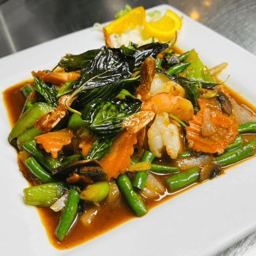 Spicy Basil Jumbo Shrimp.