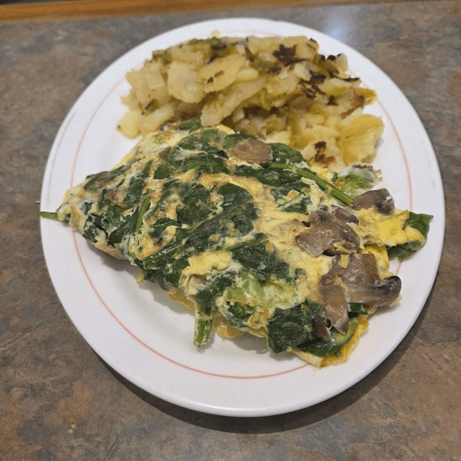 Broccoli, Spinach or Mushroom Omelette.