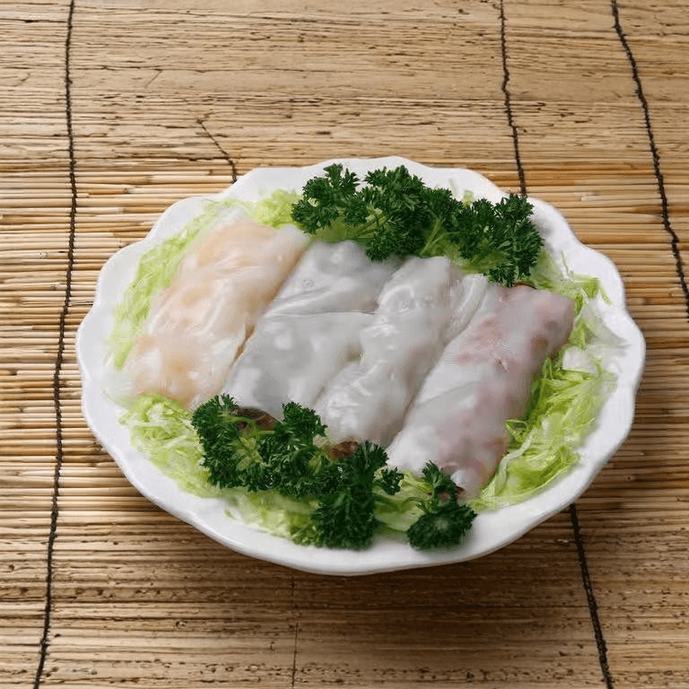B.B.Q Pork, Shrimp, Beef & Vegetable Rice Noodle Rolls / 四星腸粉.