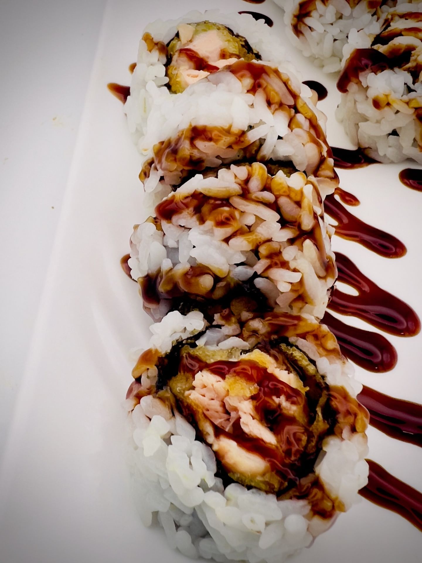 (Off) Salmon tempura roll.