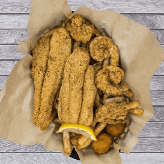 Jumbo Shrimp (8) & Catfish (2).