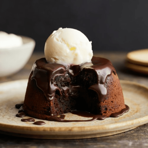 Vesuvius Chocolate Lava Cake with Ice Cream.