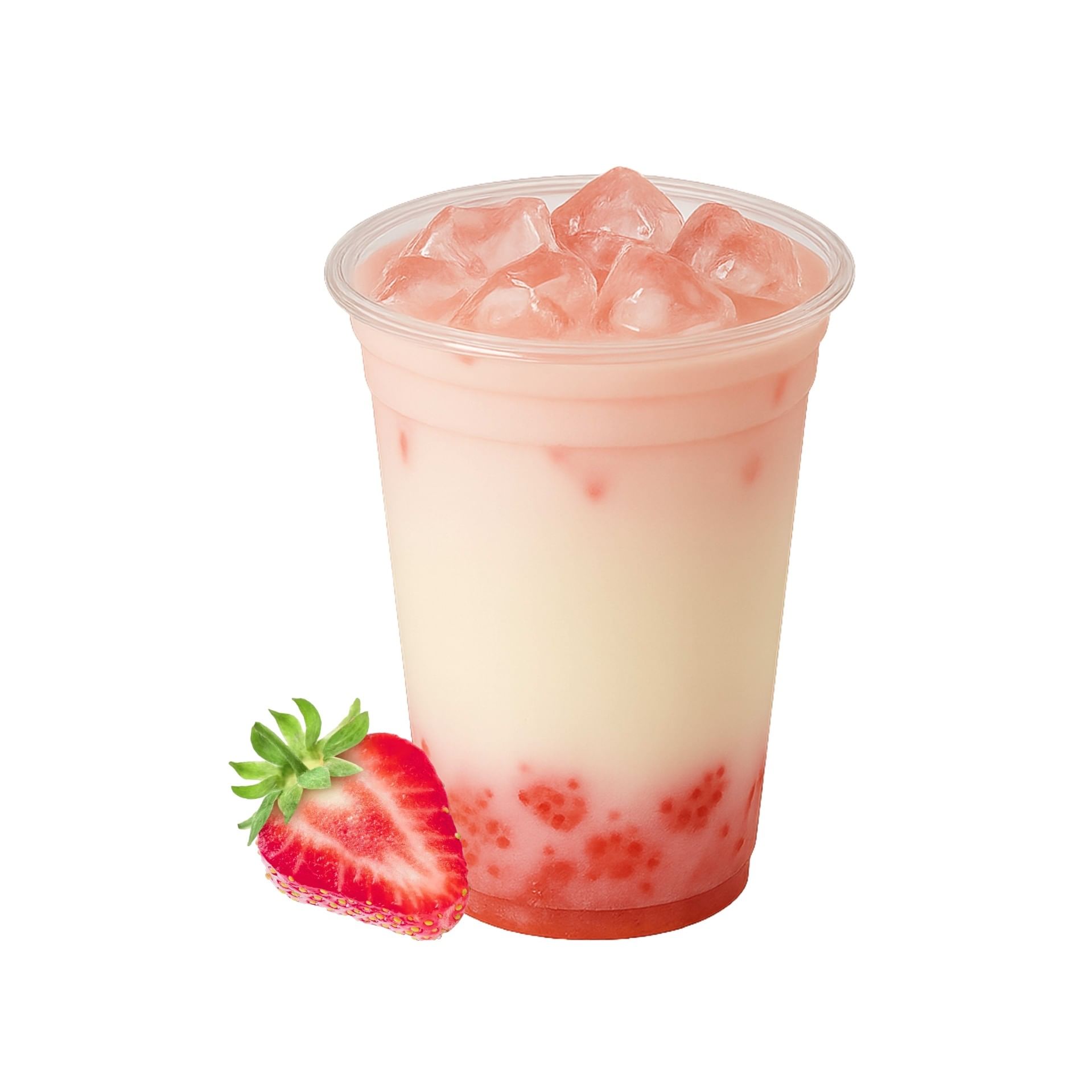 Strawberry Tea Latte (Cold) - 草莓拿铁冷饮.