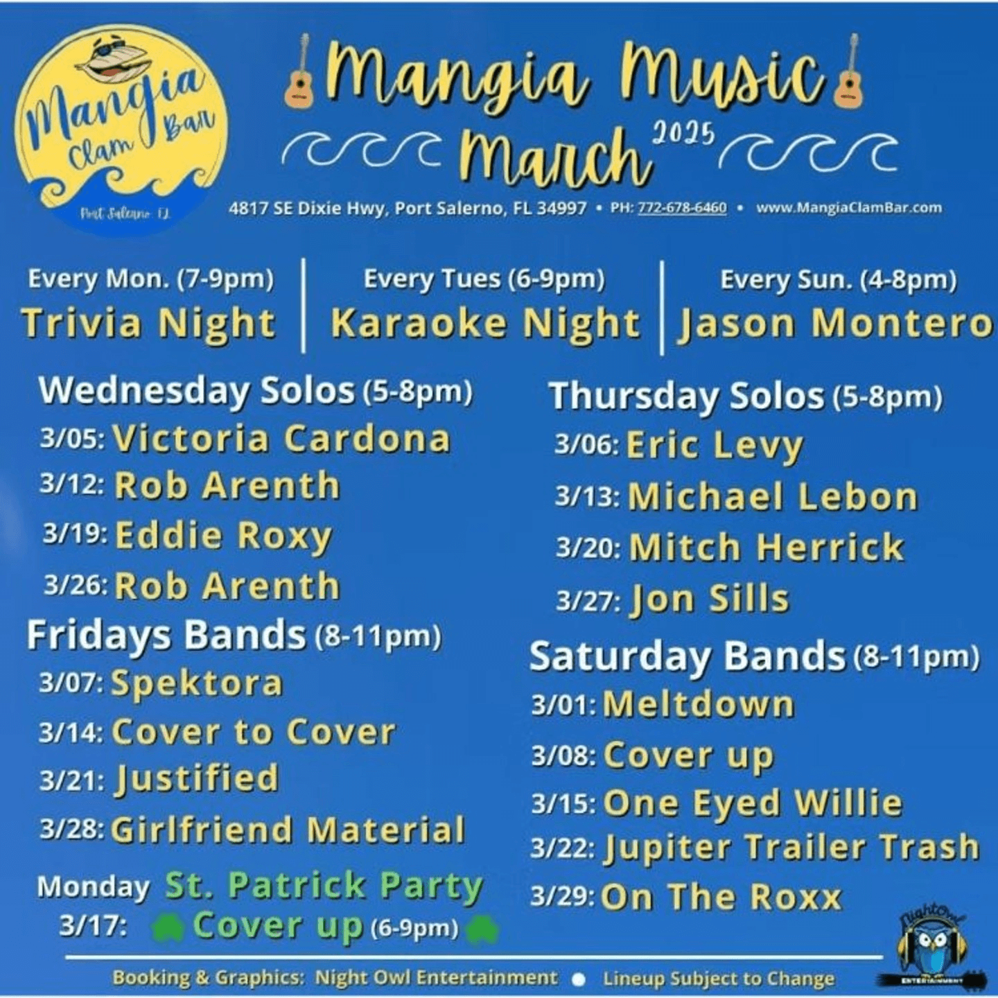  Mangia Music March 2025 Lineup