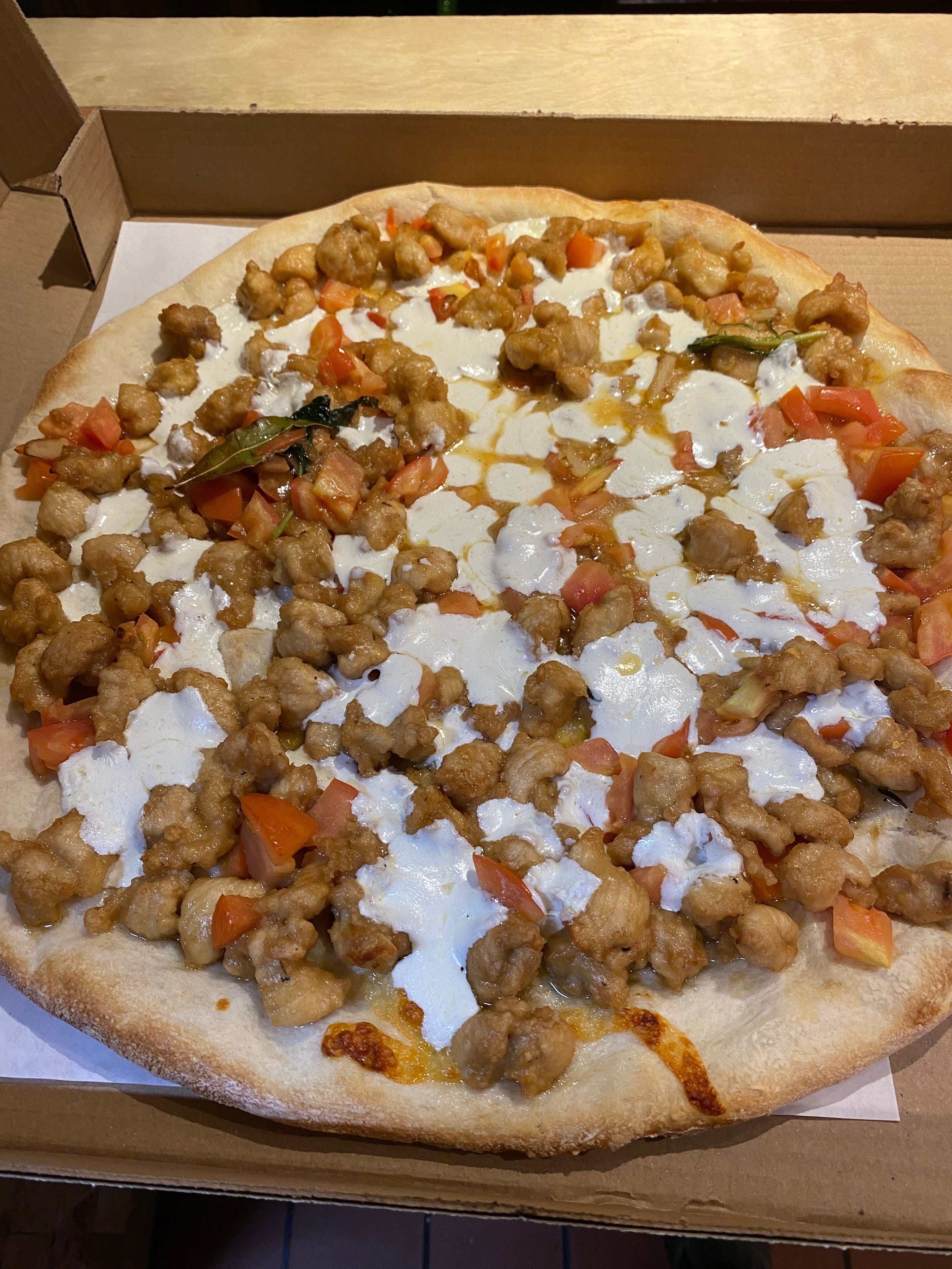 Chicken Margherita Pizza.