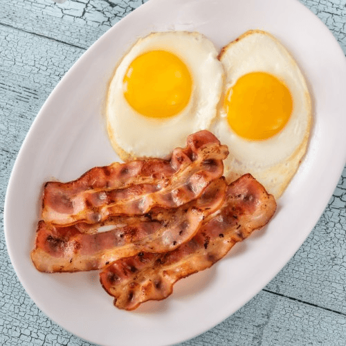 2 Eggs with Bacon, Ham or Sausage.